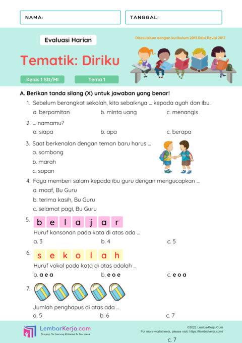 Menjelajahi Dunia Sekitar: Download Soal Tematik Kelas 1 SD Tema VII Kurikulum 2013 untuk Pembelajaran yang Menyenangkan