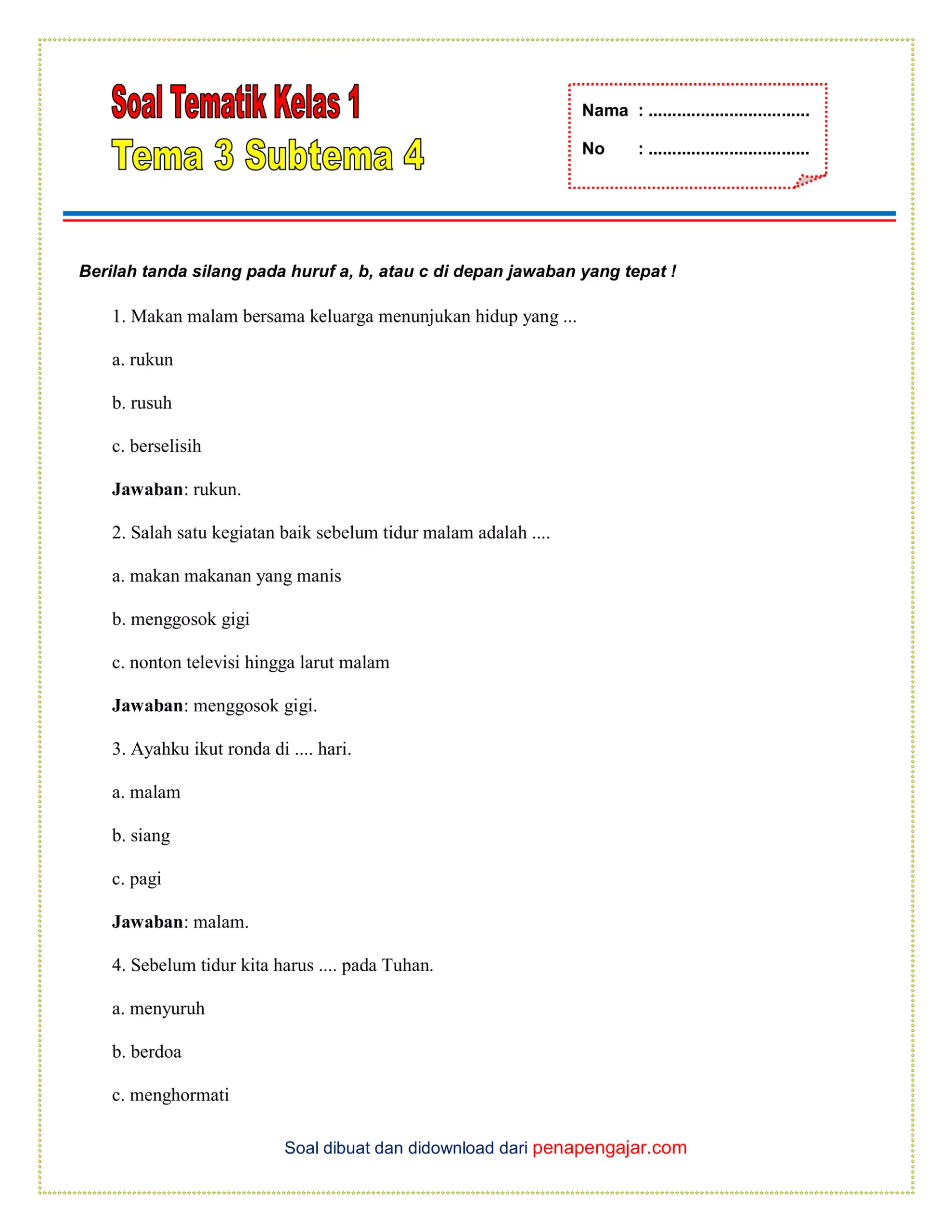 Panduan Lengkap: Mengunduh Soal Tematik Kelas 1 PDF untuk Mendukung Pembelajaran yang Efektif