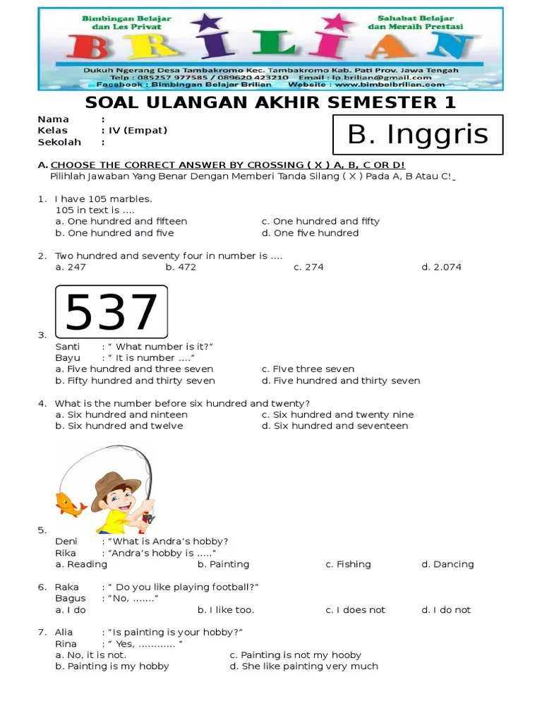 5 Fakta Soal UAS Bahasa Inggris Kelas 4 Semester 2 Kurikulum 2013 yang Mengejutkan