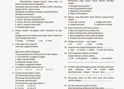 5 Soal Ulangan Bahasa Indonesia Kelas 4 Semester 2 yang Sering Bikin Siswa Bingung di 2026