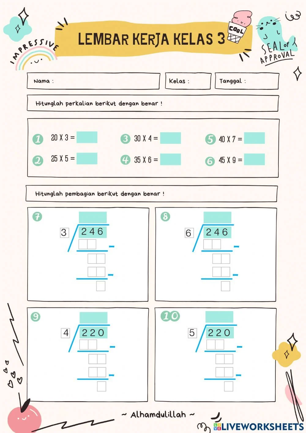 LKPD Matematika online exercise for Kelas 3 Elementary physical