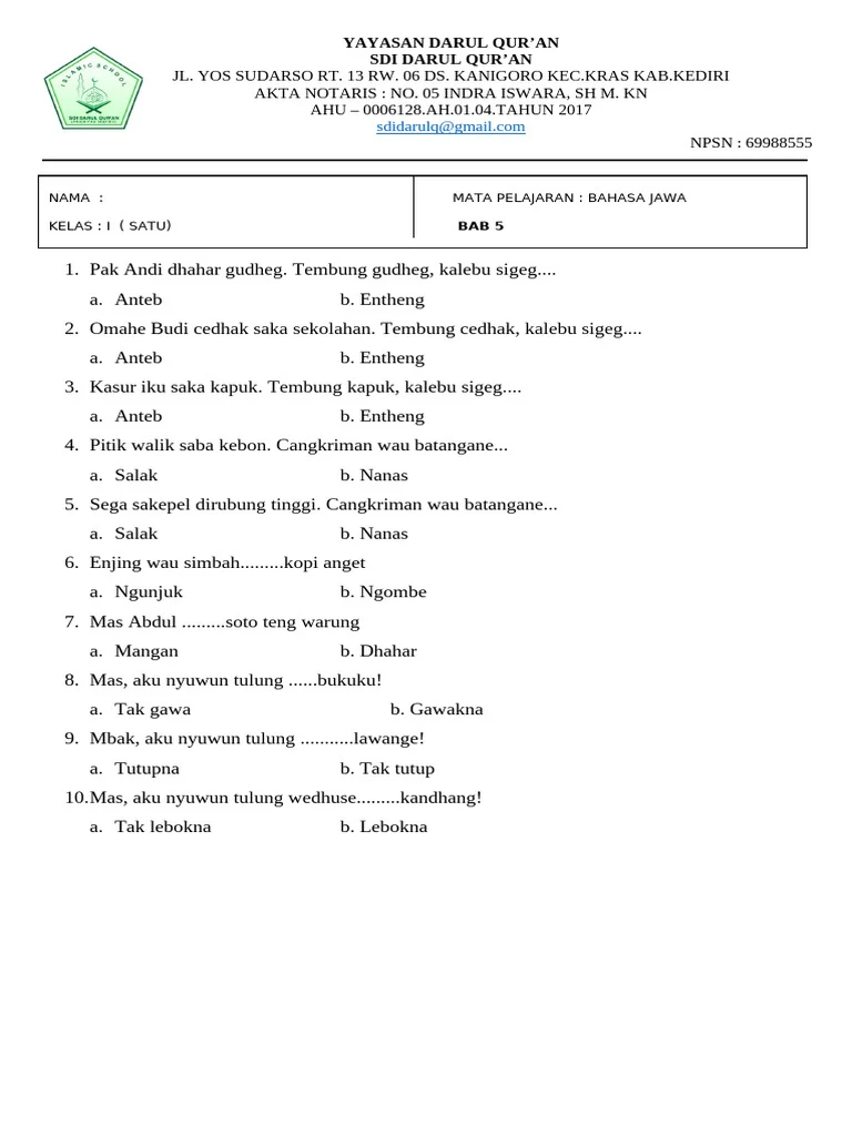 7 Rahasia Sukses Hadapi Soal Bahasa Jawa Kelas 4 Semester 1 2026