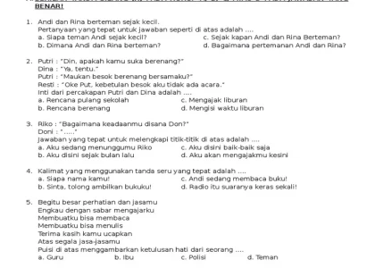 Ternyata 5 Contoh Soal Bahasa Indonesia Kelas 3 Semester 1 Ini Sering Diujikan 2026
