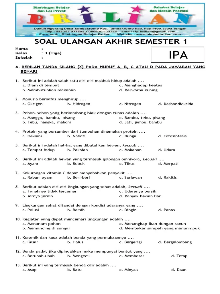 10 Kisi Kisi Soal Lingkungan Alam dan Sekitar Kelas 3 SD yang Wajib Dikuasai Siswa Sebelum Ujian 2026