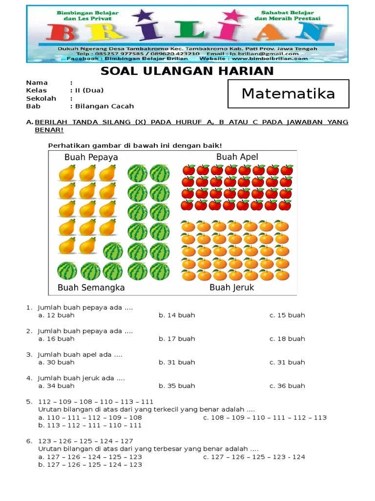 Menguasai Bilangan Cacah Contoh Soal Tematik Kelas 2 SD yang Menyenangkan Menguasai Bilangan Cacah Contoh Soal Tematik Kelas 2 SD yang Menyenangkan