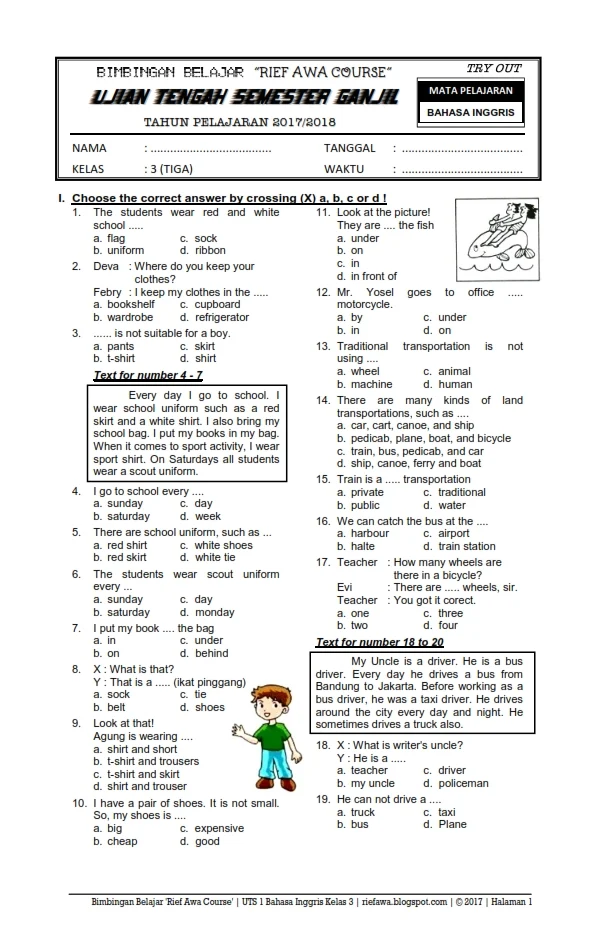 Materi Bahasa Inggris Kelas 7 Semester 1 Kurikulum 2013 Dalchaebi