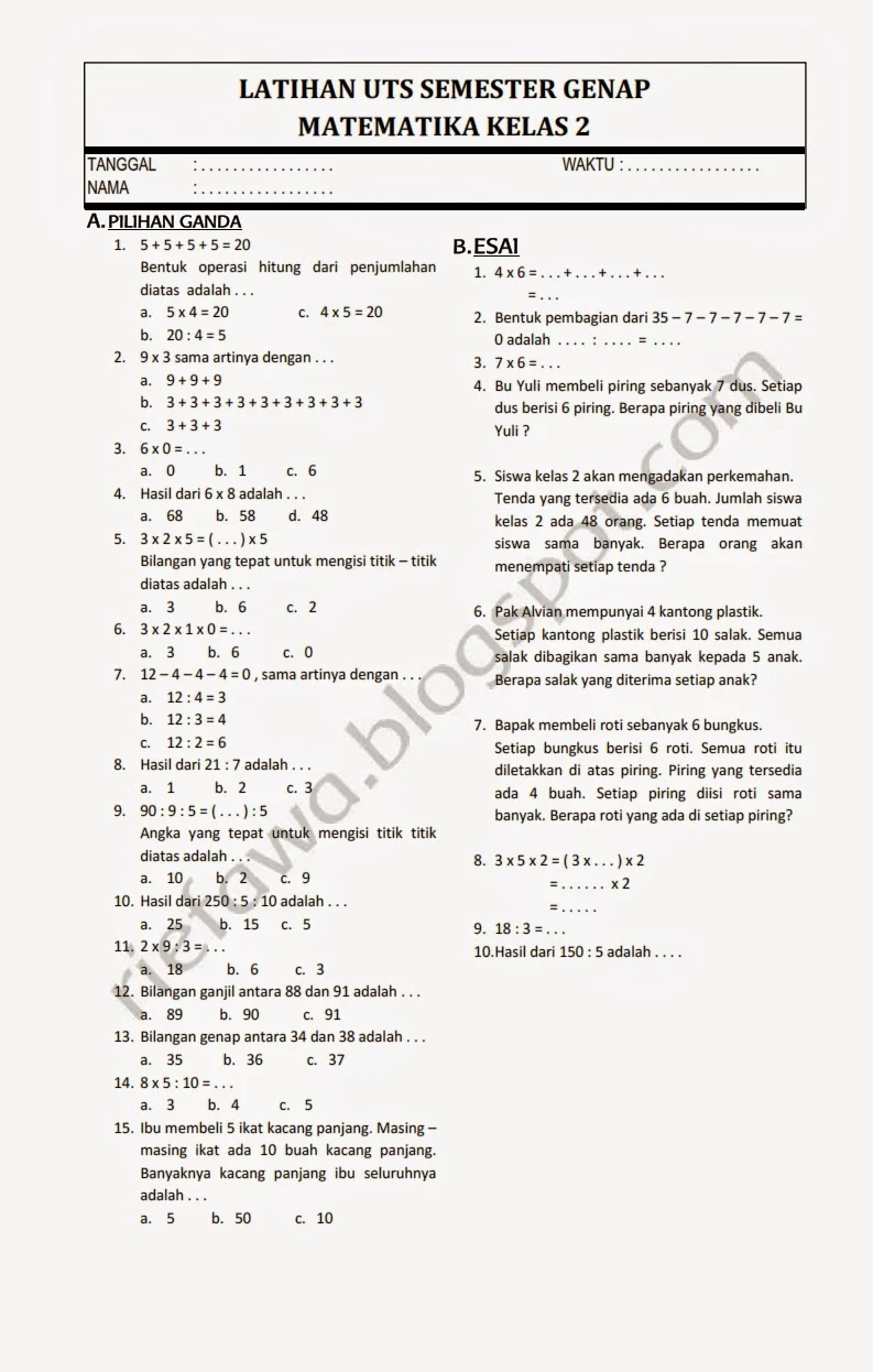 Download Soal UKK Matematika Kelas 3 Semester Genap Rief Awa Blog Download Soal UKK Matematika Kelas 3 Semester Genap Rief Awa Blog