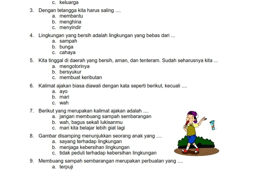 7 Contoh Soal Tematik Kelas 1 Tema 2 Paling Sulit yang Sering Bikin Anak Salah Jawab