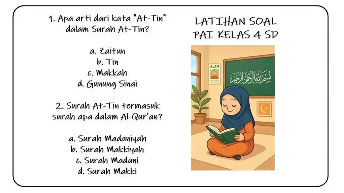 10 Soal PAI Kelas 4 Semester 2 Mari Mengaji dan Mengkaji QS At-Tin dan 10 Soal PAI Kelas 4 Semester 2 Mari Mengaji dan Mengkaji QS At-Tin dan