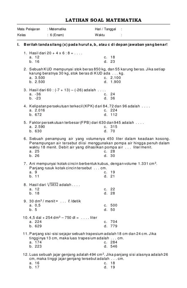 Taklukkan Matematika Kelas 6 Semester 2 Panduan Lengkap Mengunduh Soal Taklukkan Matematika Kelas 6 Semester 2 Panduan Lengkap Mengunduh Soal