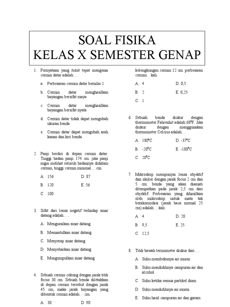 7 Cara Kuasai contoh soal soal fisika semester 2 kelas 10 kurikulum 2013 Sebelum Ujian
