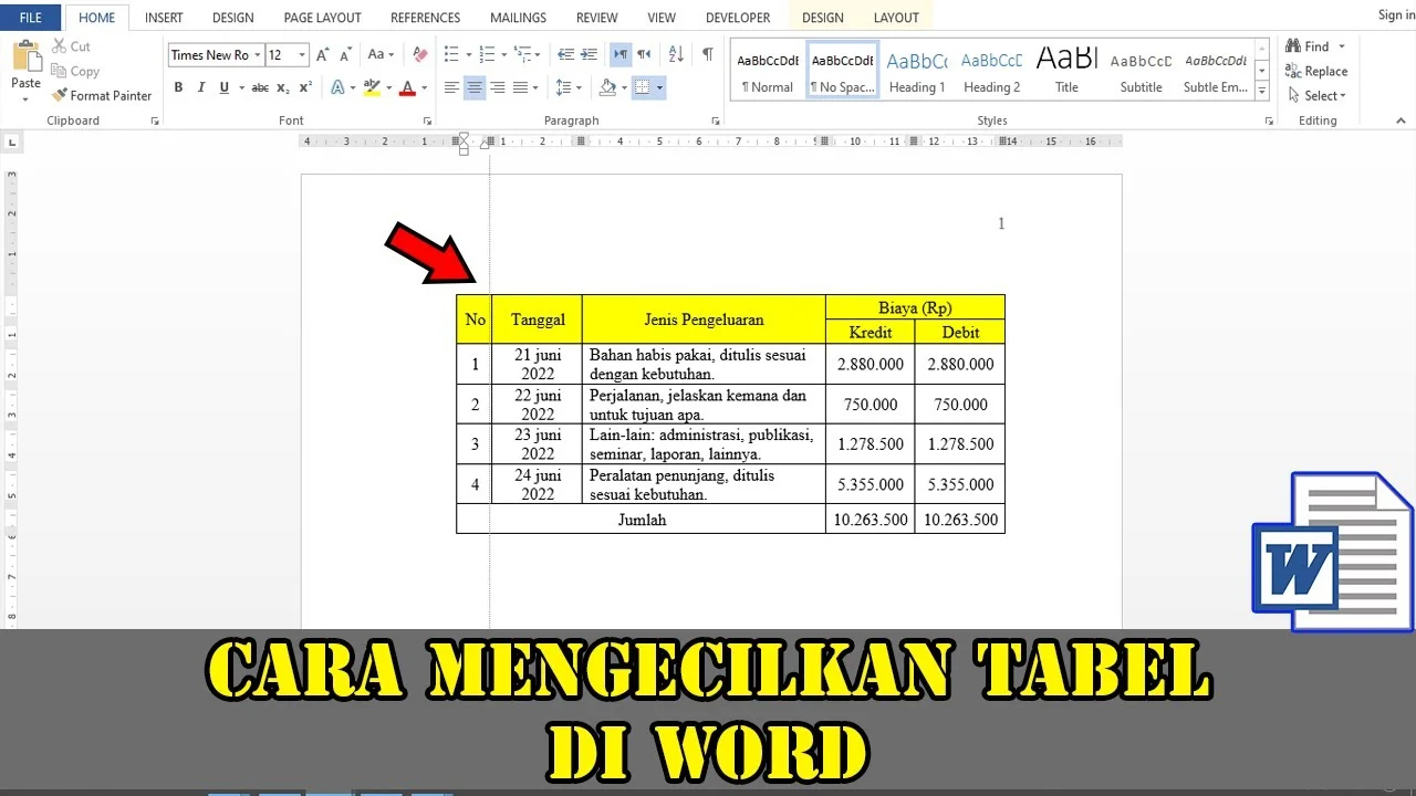 CARA MENGECILKAN TABEL DI MS WORD - YouTube
