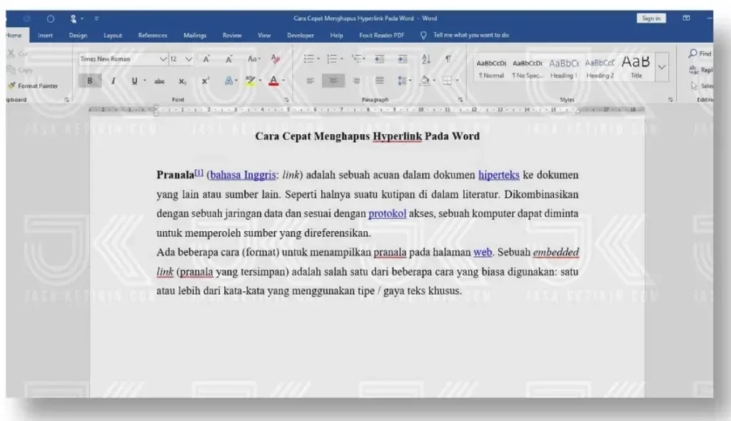 Cara Menghapus Hyperlink di Word dengan Cepat