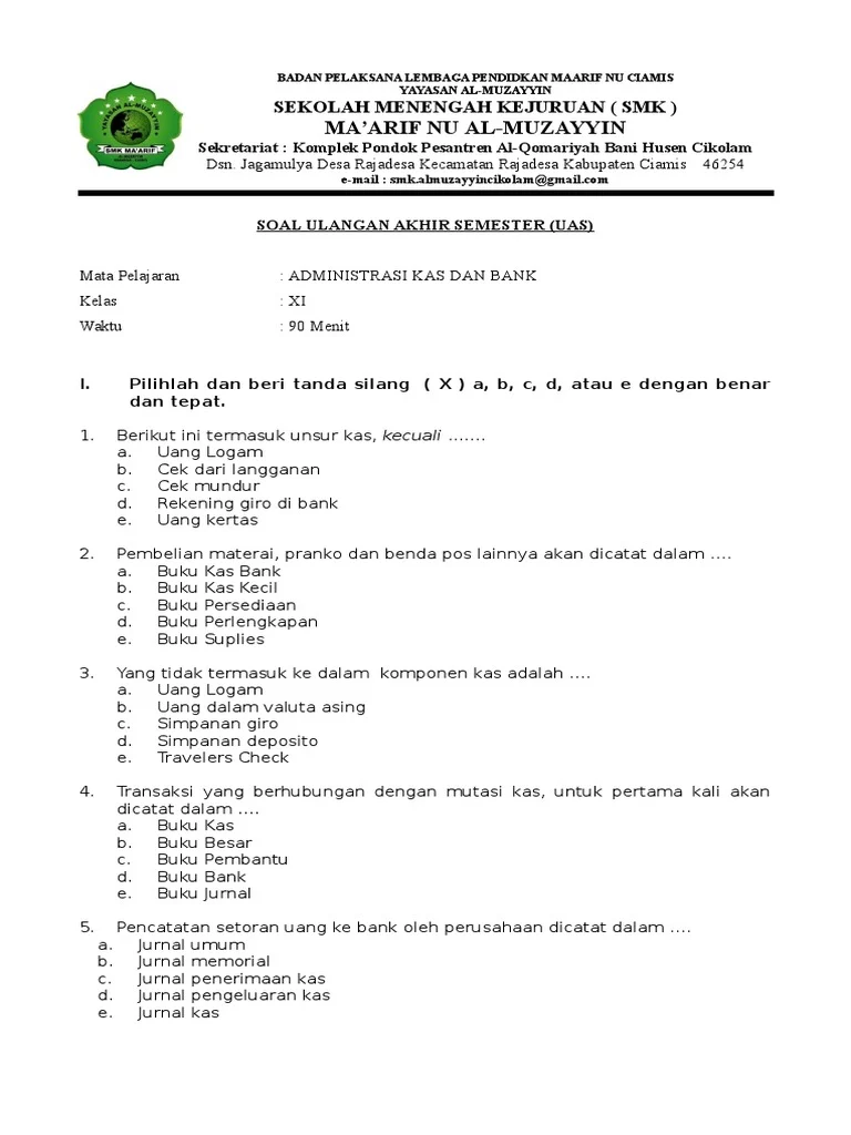 7 Rahasia Contoh Soal SMK Kelas XII Semester 2 Pengelolaan Administrasi Kas yang Wajib Tahu