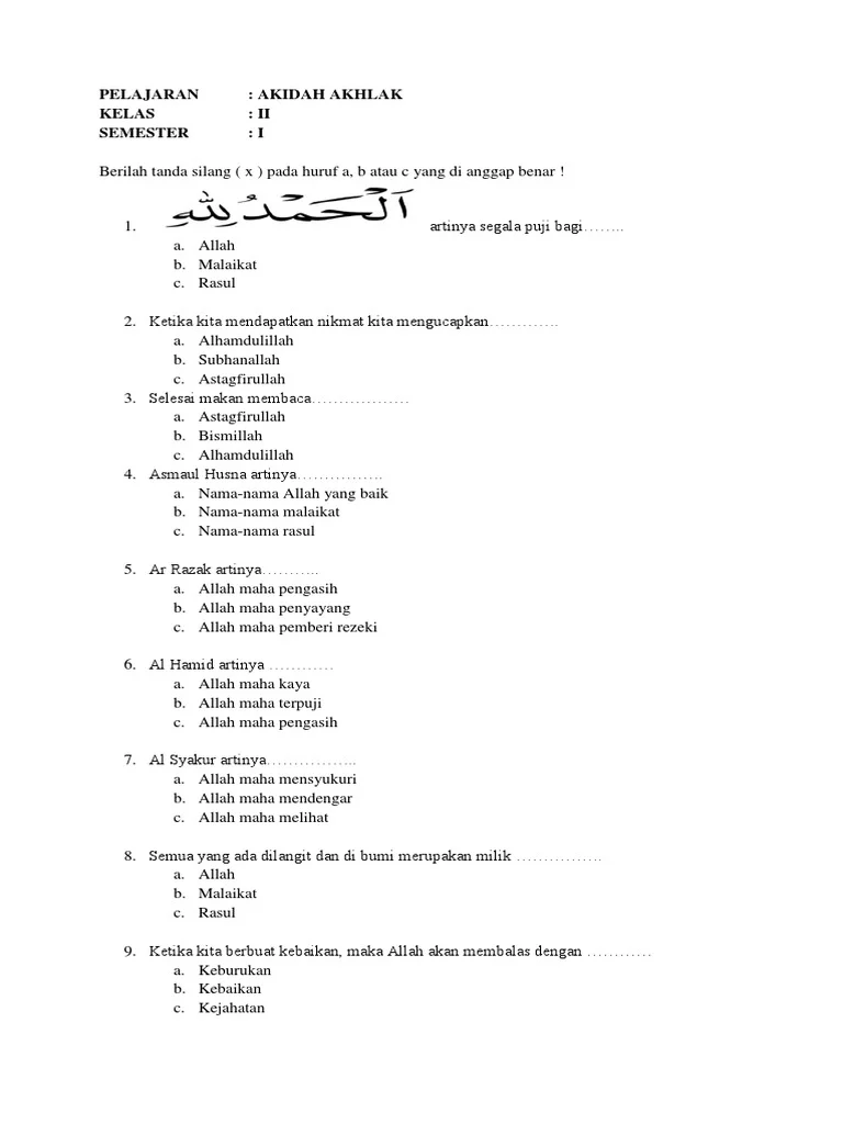 7 Tips soal akidah akhlak kelas 2 semester 1 yang Wajib Diketahui 2026 Sebelum Ujian