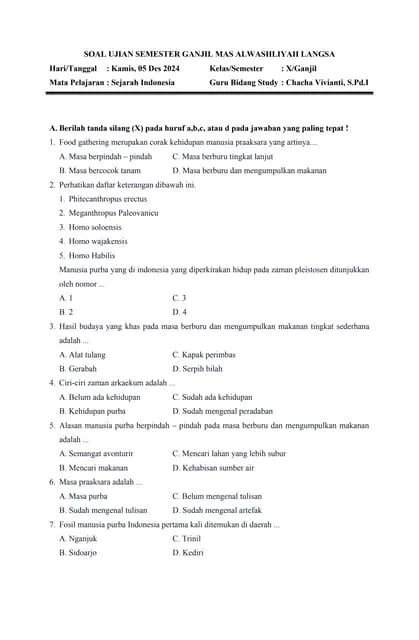 7 contoh soal soal k13 sejarah indonesia kelas x semester 2 yang Wajib Tahu Sebelum Ujian