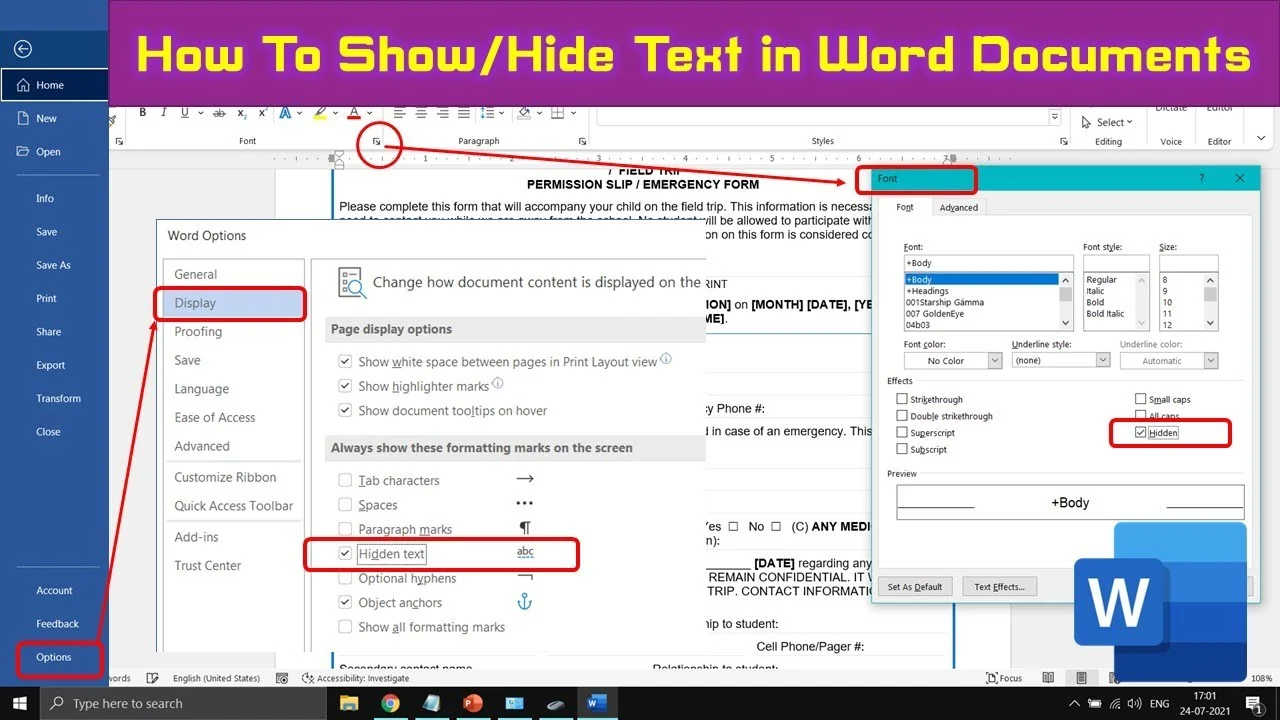 How to Show and Hide Text in Microsoft Word The Teacher