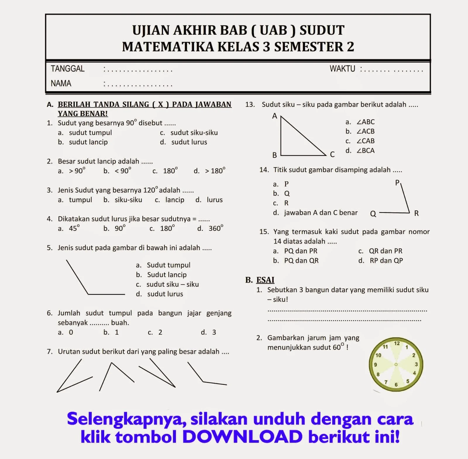 Kisi Kisi Soal Matematika Kelas 3 SD Semester 2: 7 Materi Wajib Dikuasai Sebelum Ujian, Ternyata Ini Triknya