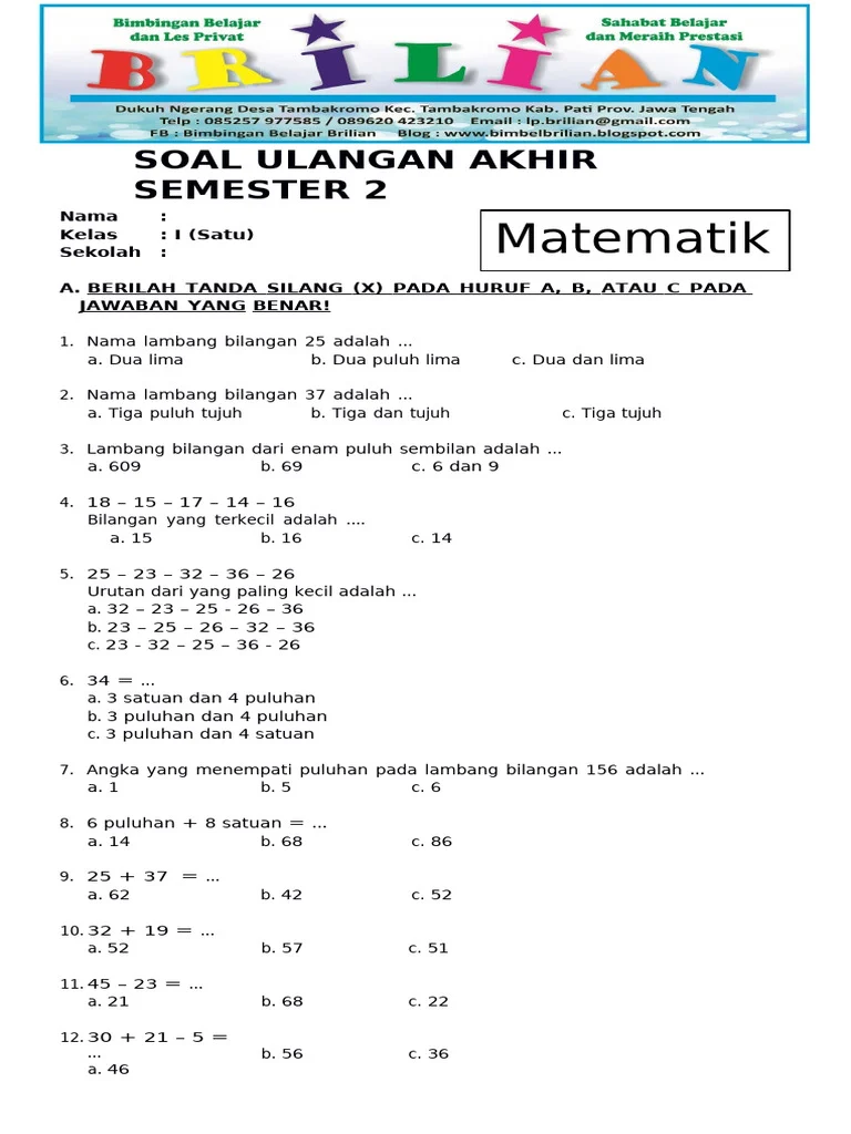 Rahasia Soal UAS Kelas 1 SD Semester 2 yang Wajib Diketahui Orang Tua Sebelum Anak Belajar