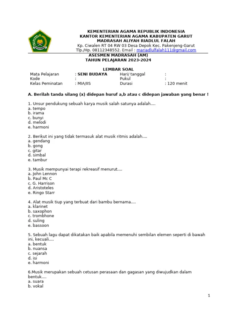 Terbukti 7 Tips Menguasai Soal Seni Budaya Kelas 12 Semester 1 Sebelum Ujian Tahun 2026