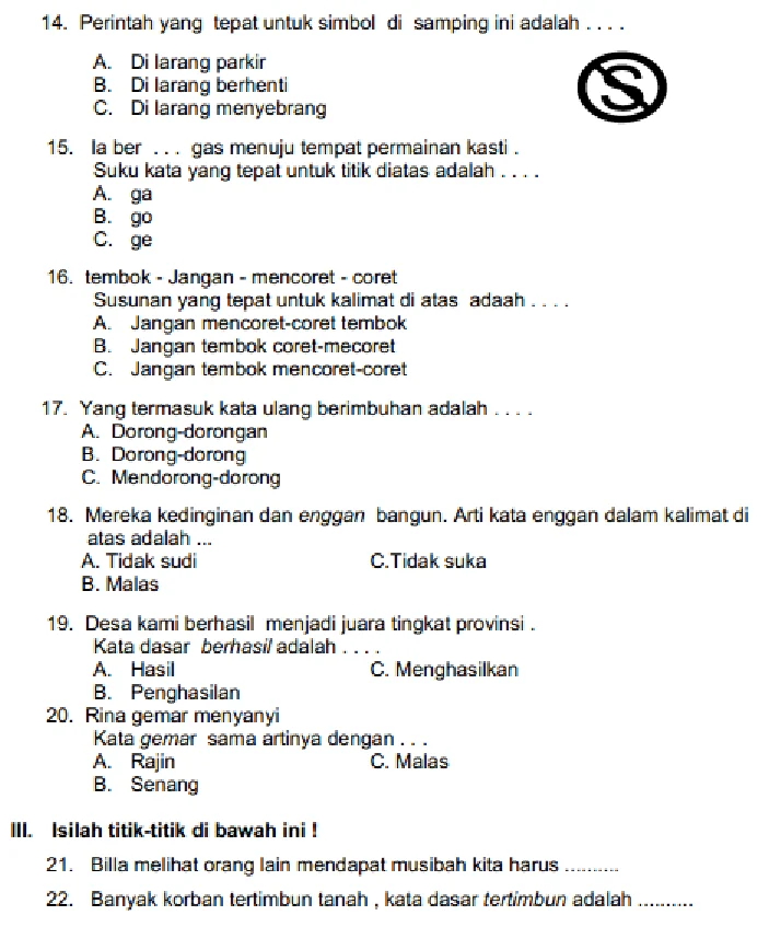 Wajib Tahu! Bocoran soal uas bahasa indonesia kelas 3 sd dan kunci jawaban terbaru
